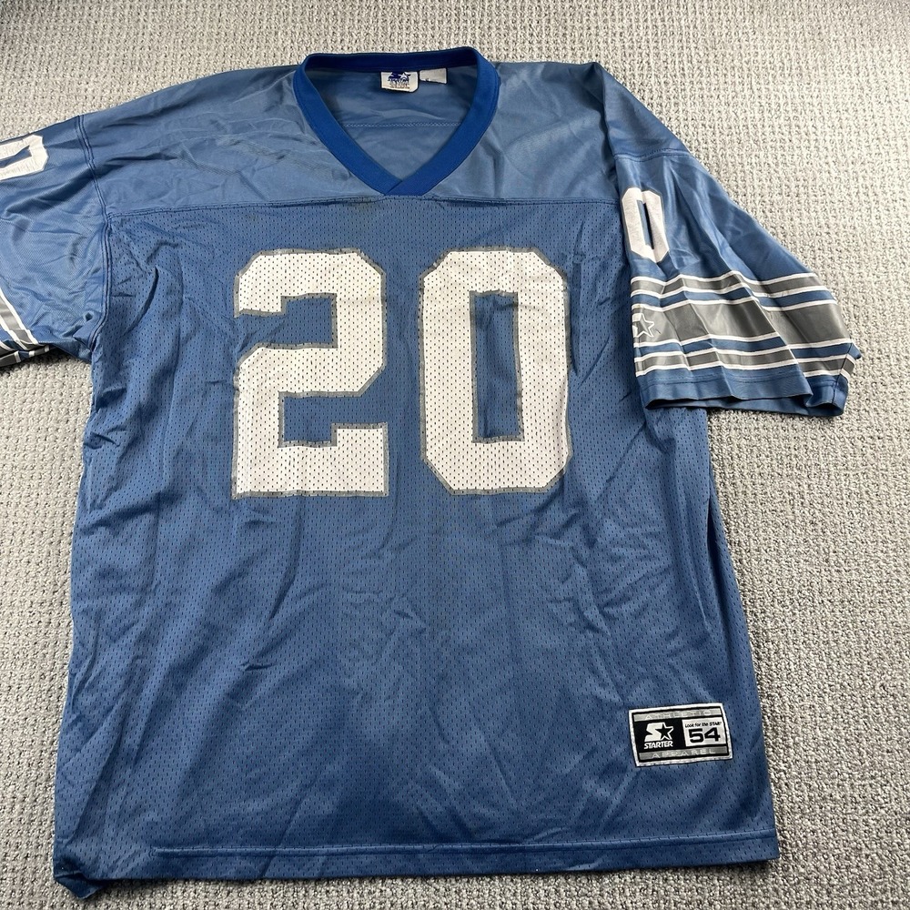 Vintage Detroit Lions Barry Sanders 20 Starter NFL Jersey Blue Mens 2XL 54